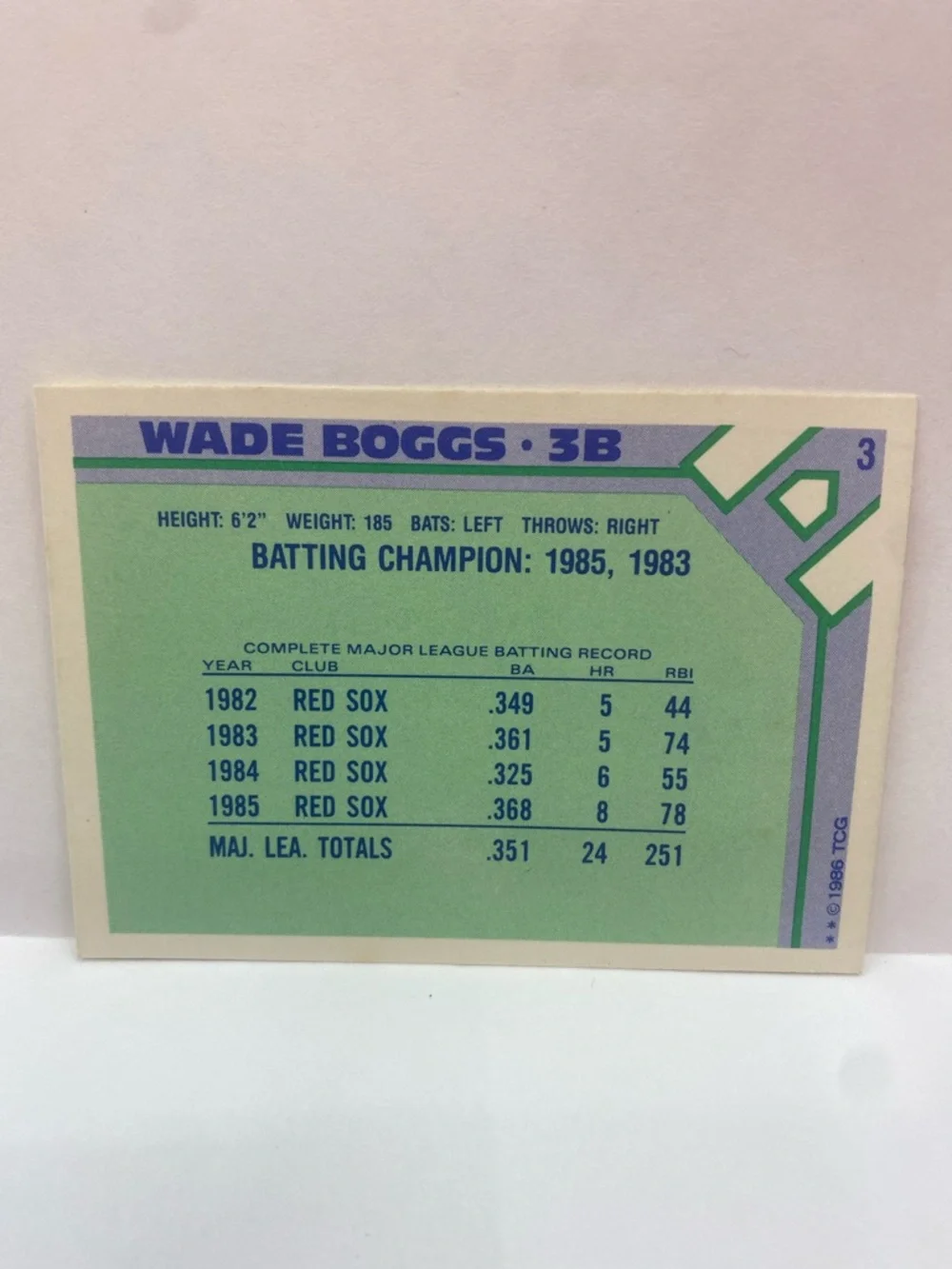 1986 Topps Woolworths Super Stars Wade Boggs Red Sox #3 In Person Auto (087) - Picture 2 of 3